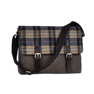 China Durable Plaid Academic Messenger Bag Shoulder Bags Canvas Towel Cross - Wholesale Fashion Tartan School Bag From Body Bag Manufacturer for sale