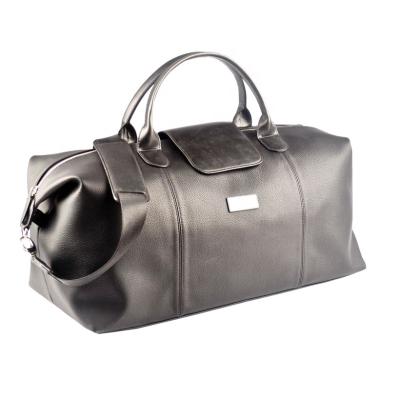 China Durable Grain PU Leather Wholesale Travel Bag Fashion Duffel Bag Manufacturer Casual Overnight Bag With Laser Metal Plate for sale