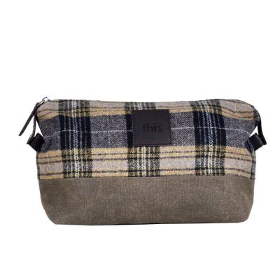 China Durable Plaid Academic Links Cosmetic Travel Wholesale Manufacturer Fashion Tartan Cosmetic Bag Causal Make Up Case for sale