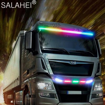 China Tuck Trailer Pickup Truck Flashing Light RGB 24V Dynamic Dynamic Flame Flexibles Led Strip Warning Car Safety Decoration Stop Rear Signal Lamp Waterproof for sale