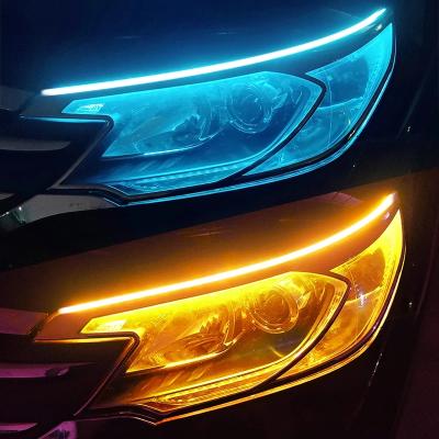 China Amber Turn Light DRL 12V Daytime Running Lights White Drl Car LED Running Lights Silicon Scan Mode Flexible DRL Strip for sale