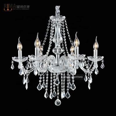 China Residential/Hotel/Office/Best Selling Modern K9 Crystal 6 Home Decorative Lights Wedding Lighting Glass Crystal Chandeliers for sale