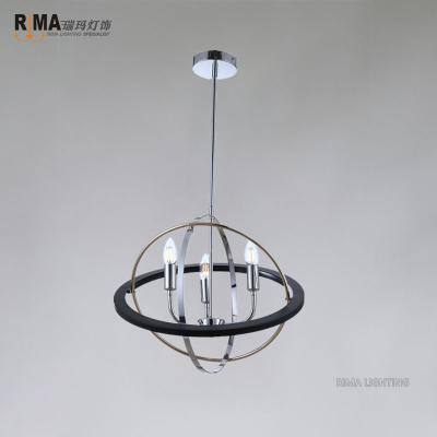 China Modern Simple Modern Style Industrial Round Hanging Fixture Light Iron Chrome Pendant Lamp For Hotel Restaurant for sale