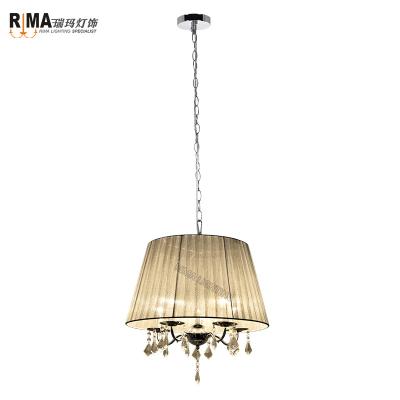 China Good Quality Modern Pendant Light Iron Residential/Hotel/Home RM8119 Chrome Hanging Crystal Chandelier Lamp For Bedroom Home for sale