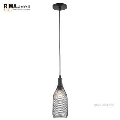 China Modern Unique Art Best Selling winebottle iron hanging kitchen island pendant light lighting for restaurant for sale