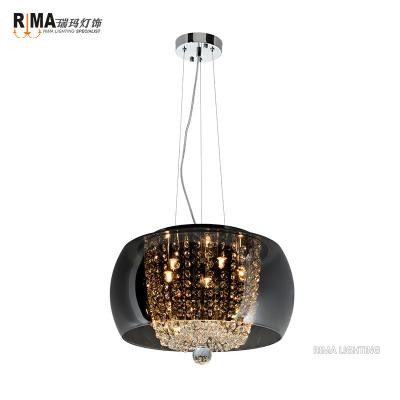 China Modern Unique Modern Art Plated Color Glass Hanging Light Crystal Ceiling Chandelier Pendant Light for sale