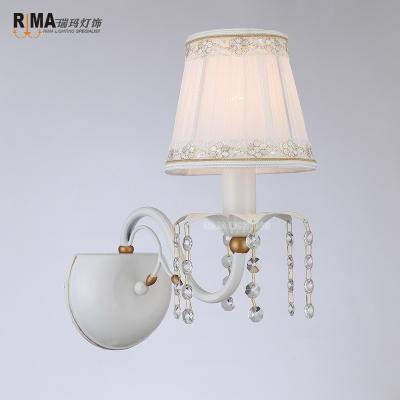 China Modern China Factory Wall Sconce White Gold Iron Metal E14 Indoor Decorative Crystal Wall Lamp for sale