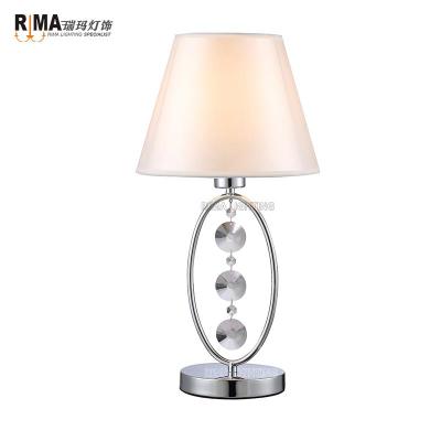 China Zhongshan crystal fabric light side modern simple elegant indoor bedside table lamp with lampshade for sale