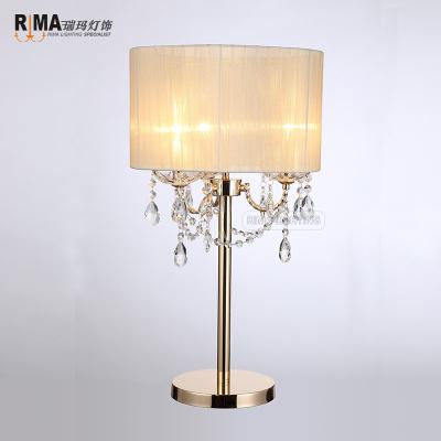 China RM8124 EUROPEAN RM8124 French gold beige lampshade bedroom crystal ball decoration bedside table light for sale