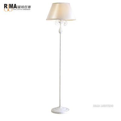 China Nordic decorative interior simple fabric iron bedroom design restaurant style white dowmlight floor lamp for sale