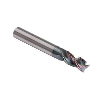 China Coating Front 3 Blade Color Edge DLC Wave Cnc Machining Flat Head Milling Cutter For Tungsten Steel And Aluminum for sale