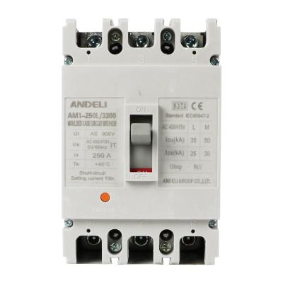 China ANDELI AM1-250L/3300 series molded case circuit breaker 160 amp mccb AM1-250L/3300 for sale