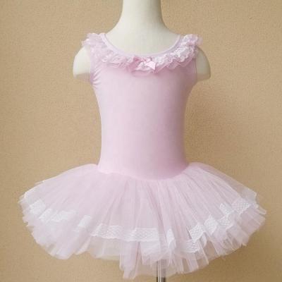 China Child Pink Stretchy Girls Dress Ballroom Cotton Tutu Dresses Ballet Dance Dancer Leotard Skirt Sleeveless Dress for sale