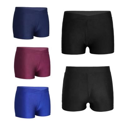 China Sports Fit Kids Girls Quick Dry Tight Waistband Wholesale V-Front Shorts Bottoms For Sports Gymnastic Workout for sale