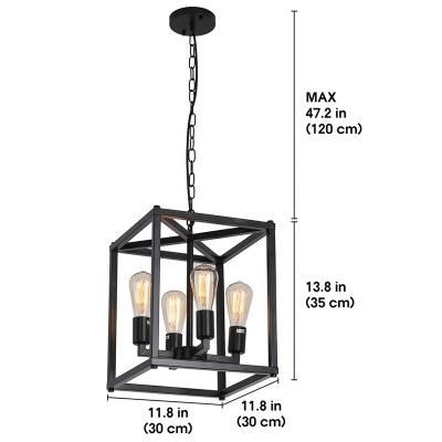 China Outdoor Mounted Industrial Pendant Lighting E26 Metal Cage For Kitchen Island, Dining Room 4-Light Farmhouse Chandelier Fixture for sale