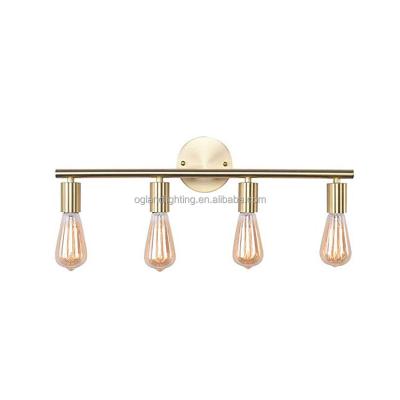 China Mid Century Modern Bathroom Vanity Light, 4 Lights Hallway Wall Sconce Wall Mount Light Vanity Mirror Light Fixture Gold for sale