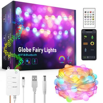 China Luces coloridas decorativas solares del globo 10m de las luces los 5m de Bluetooth WiFi en venta