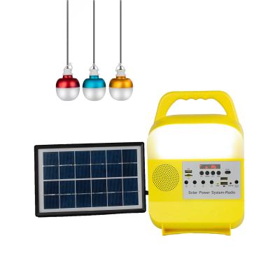 China 12W Solar Panel system 4 LED Bulbs Portable Solar Power Lighting System Kits for sale