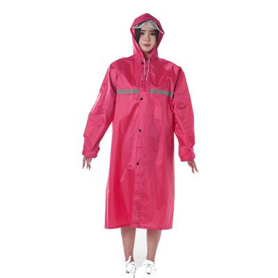 China Waterproof Windproof 2022 Wholesale Custom Logo Long raincoat reflective stripe waterproof hooded rain wear for sale