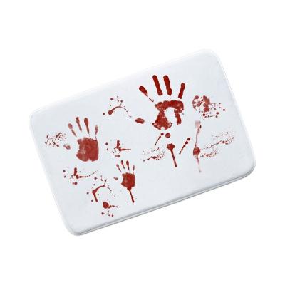 China 2023 Halloween Blood Footprint Carpet Washable Hot Custom Machine Woven Carpet Living Room Bathroom Rug for sale