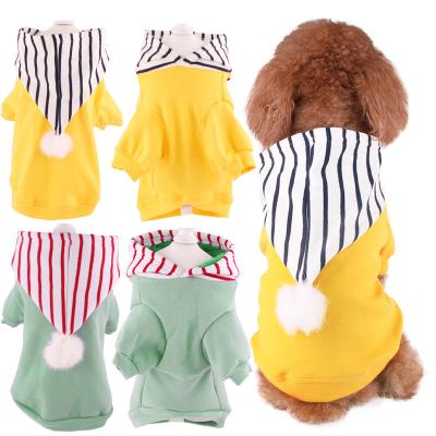 China Sustainable Wholesale Pet Clothes Winter Stripe Cat Clothes Coat Dog Jackets Hoodies for sale