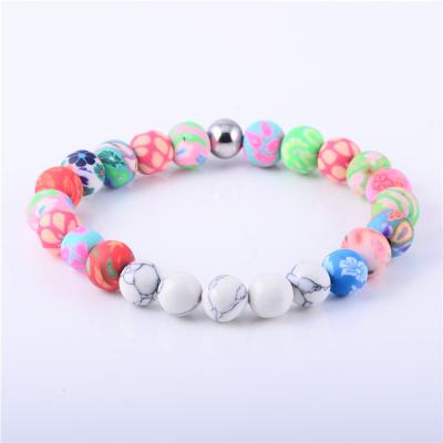 China High polished; Matte Finished Charming colored drawing beads and white smooth howlite beads bracelet for sale