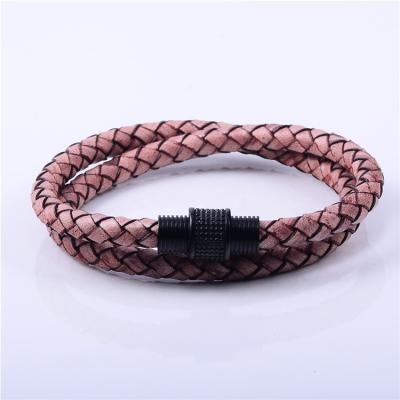 China High polished; 2022 Wholesale Matte Finished Man Leather Braided Bracelet for sale