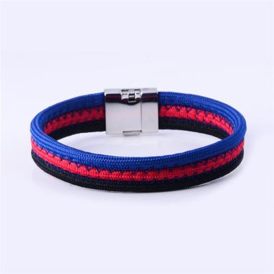 China High polished; Matte Finished New Style Multi Colors Nylon Rope Bracelet With Stainless Steel Clasp Charm Bracelet for sale