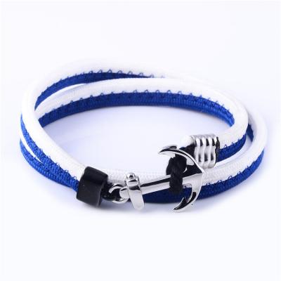 China High polished; Matte Finished Universal For Mens Nylon Anchor Bracelet Nautical Bracelet Double Color for sale