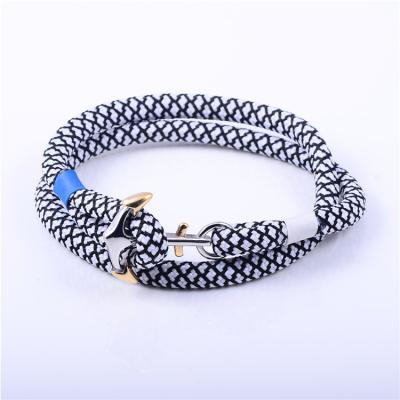 China High polished; Matte Finished Summer Beach Sailor Jewelry Bracelet Braided Nylon Anchor Bracelet for sale