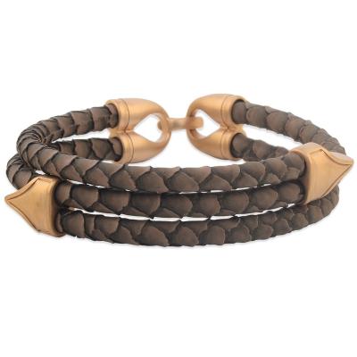 China High polished; Matte Finished 18K Gold Plated Fashion Bangle Python Skin Bracelet for sale