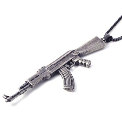 China Wholesale Custom Casual / Sporty Antique Silver Stainless Steel Machine Gun Man Pendant for sale