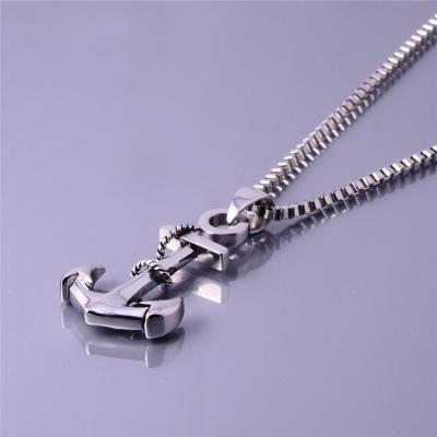 China Silver Stainless Steel Boat Men's Necklace Casual / Sporty Anchor Pendant Necklace for sale