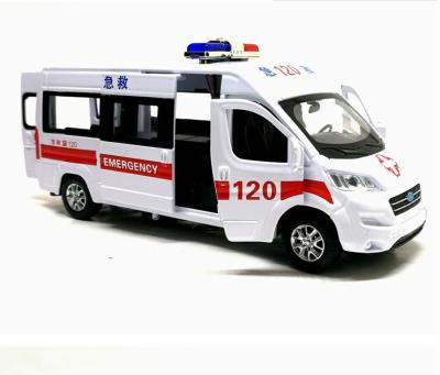 China Diecast Acousto-optic Boy Pullback Ambulance Alloy 1:32 Toy Toy Hospital Ambulance Model Die Cast Toy Car Model for sale