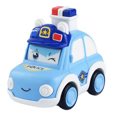 China Toy Plastic Children's Mini Change Expression Diecast Vehicle Pull Back The Press Fire Truck Police Car Ambulance Toy for sale