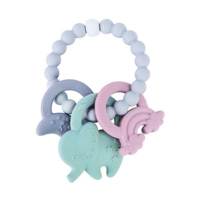 China Wholesale Non-Toxic Kids Silicone Beads Ring Set Food Grade Teether Chew Teething Toys, Silicone Baby Teether Toys, Baby Teether for sale