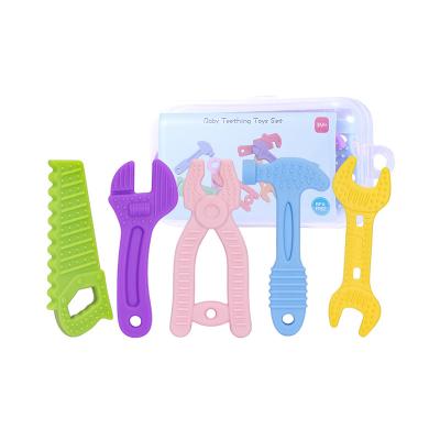 China Soft 5 Pcs/Pack Baby Teether Toys BPA Free Silicone Cute Teether Hammer Pliers Tools Toys Set for sale