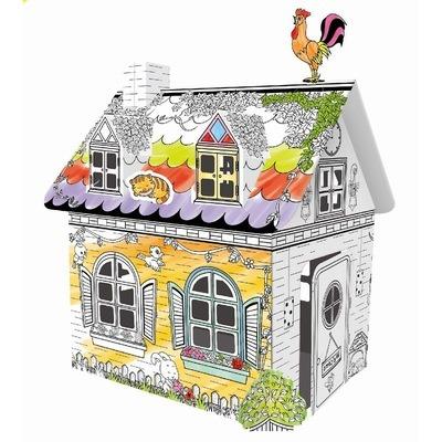 China Creative Paper Craft Paper Educational Room Doodle Painting DIY Cardboard Theater House Toy For Children for sale