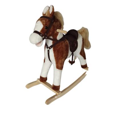 China Ride On Rocking Horse Trojan Rocking Horse Wooden Riding Plush Toy Wholesale Christmas Gift Toddler Toys Educational Toy for sale