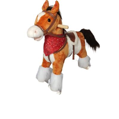 China Ride on Toy Hot Sell Wholesale Orange and White Plush Dolls Trojan Rocking Horse Wooden Toddler Rocking Horse Rocking Horse for sale