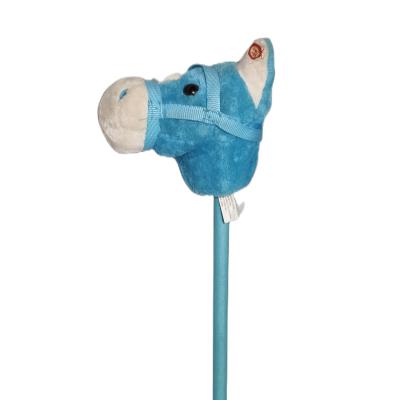 China Ride On Toy OEM ODM ODM Plush Baby Blue Horsehead Stuffed Wooden Children Kids Play Hobby Horse Stick Kids Toys for sale