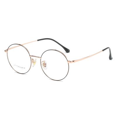 China For Hot Selling Cheap Hinge Reading Glass Anti Reading Glass Blue Smooth Gold Round Titanium Metal Mini Reading Glasses for sale