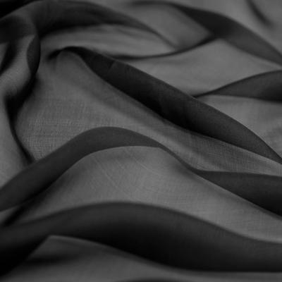 China Black Pure Black Color Silk Chiffon 140cm Width NO.03 Color For Scarf,Dress,Sell By The Yards for sale