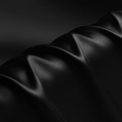 China Charmeuse 114cm wide black NO.03 breathable silk color 19mm for robe, sleepwear, pajamas, shirts, pillowcases for sale