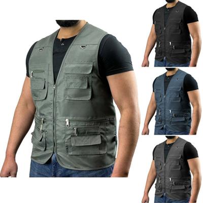 China Multi Vest Men's Anti-Wrinkle Pocket Workwear Western Style Vest Traveling Hiking Duty Vest With Many Pockets for sale