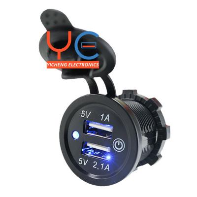 China bus etc car dual port universal usb charger 12V -24V car 2.1A 12V 24V with ignition button switch for sale