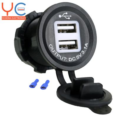 China marine boat etc dual port charger 3.1A 2.1A 12V-24V Car Bus USB 12V -24V for sale