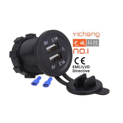 China The bus etc. DC 12V -24V Car Motorcycle Mariner A53CC 12-24VDC 4.2A 2 Ports Plug Car USB Fast Charging Adapter With LED Indicator for sale