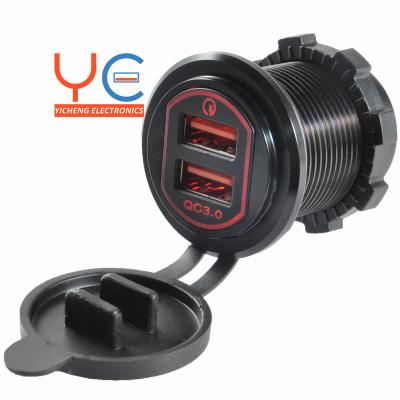 China car etc aluminum dc housing 12V 24V 3A DC 12-24V + 3A Dual USB Port QC3.0 Car Charger for sale