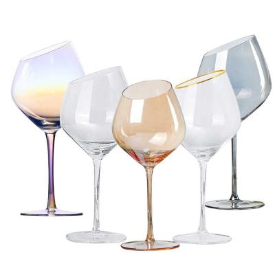 China In Stocked Crystal Clear Champagne Glass Stemmed Amber Goblets Wine Goblet For Luxury Handmade Colored Lead Free Wedding Banquet Party for sale